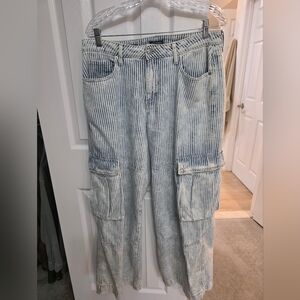 Wild Fable Striped Mid-Rise Baggy Cargo Pants